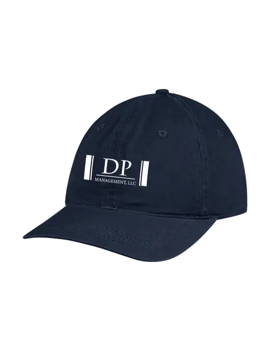 Garment Washed Unstructured Twill Navy Cap w/DP Management Logo