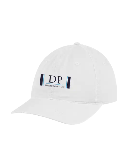 Garment Washed Unstructured Twill White Cap w/DP Management Logo