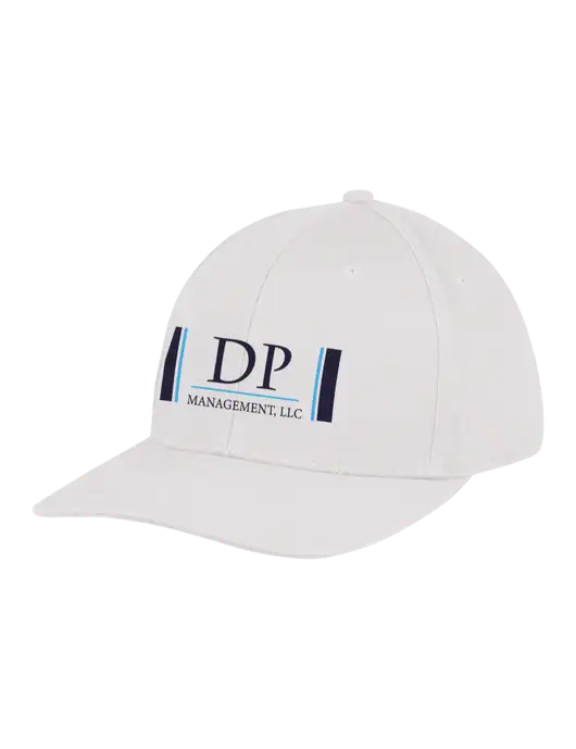 Premium Modern Structured Twill White Snapback Cap w/DP Management Logo