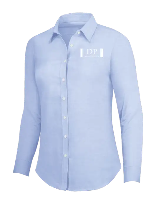 Light Blue Womens SuperPro Oxford Shirt w/DP Management Logo