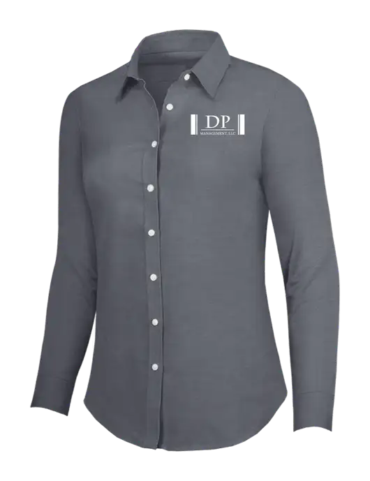 Dark Grey Womens SuperPro Oxford Shirt w/DP Management Logo