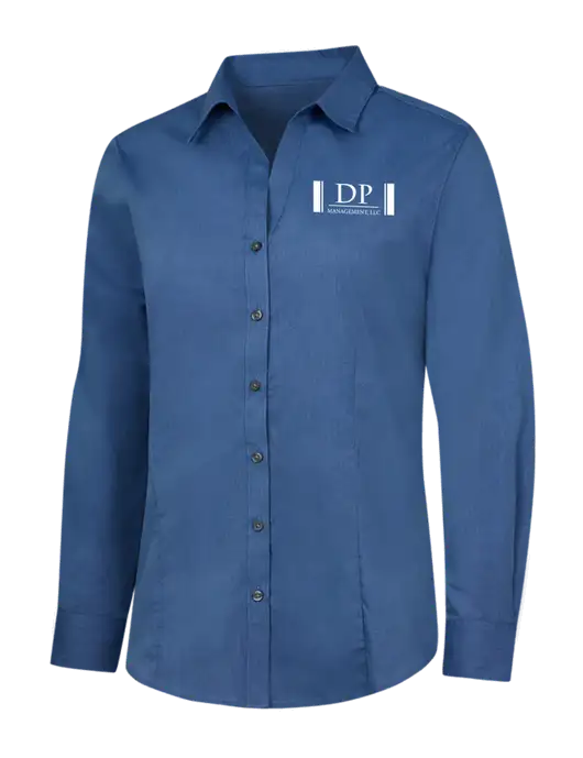 Light Navy Womens Crosshatch Easy Care Shirt w/DP Management Logo
