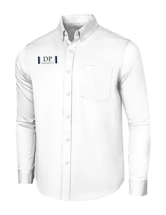 Long Sleeve White Superpro React Twill Shirt w/DP Management Logo