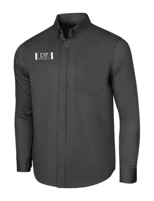Long Sleeve Dark Grey Superpro React Twill Shirt w/DP Management Logo