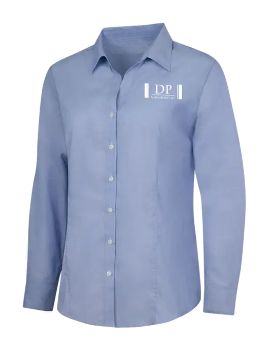 Light Slate Blue Womens Crosshatch Easy Care Shirt w/DP Management Logo