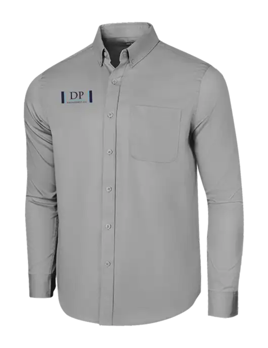 Long Sleeve Light Grey Superpro React Twill Shirt w/DP Management Logo