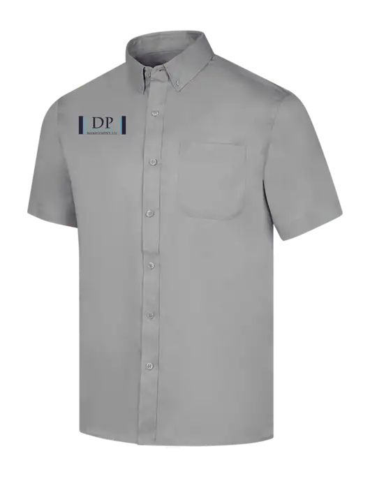 Short Sleeve Light Grey Superpro React Twill Shirt w/DP Management Logo