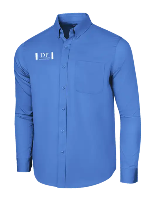 Long Sleeve Dark Carolina Blue Superpro React Twill Shirt w/DP Management Logo