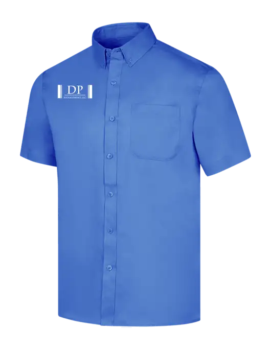 Short Sleeve Dark Carolina Blue Superpro React Twill Shirt w/DP Management Logo