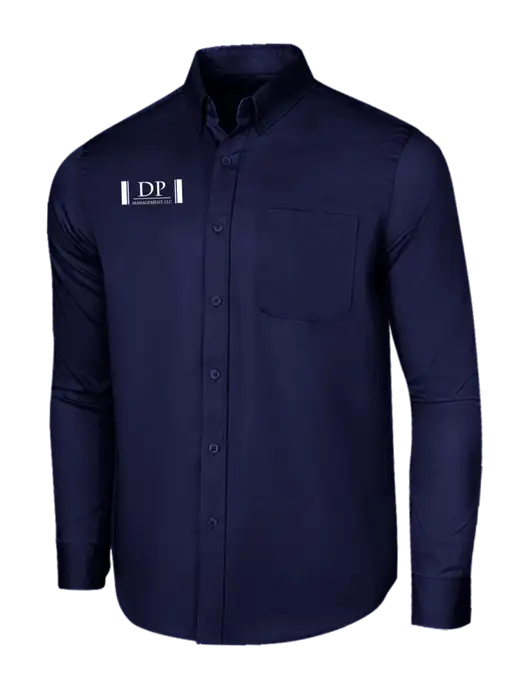 Long Sleeve Navy Superpro React Twill Shirt w/DP Management Logo