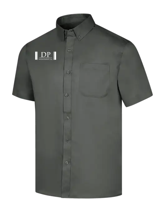Short Sleeve Dark Grey Superpro React Twill Shirt w/DP Management Logo