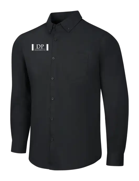 Black Long Sleeve Carefree Poplin Shirt w/DP Management Logo