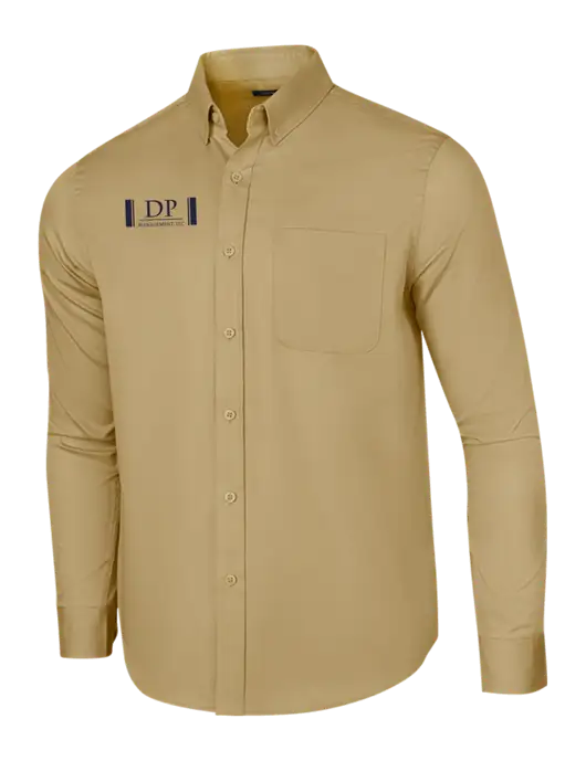 Long Sleeve Dark Tan Superpro React Twill Shirt w/DP Management Logo
