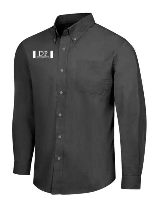 Soft Black Crosshatch Easy Care Shirt w/DP Management Logo