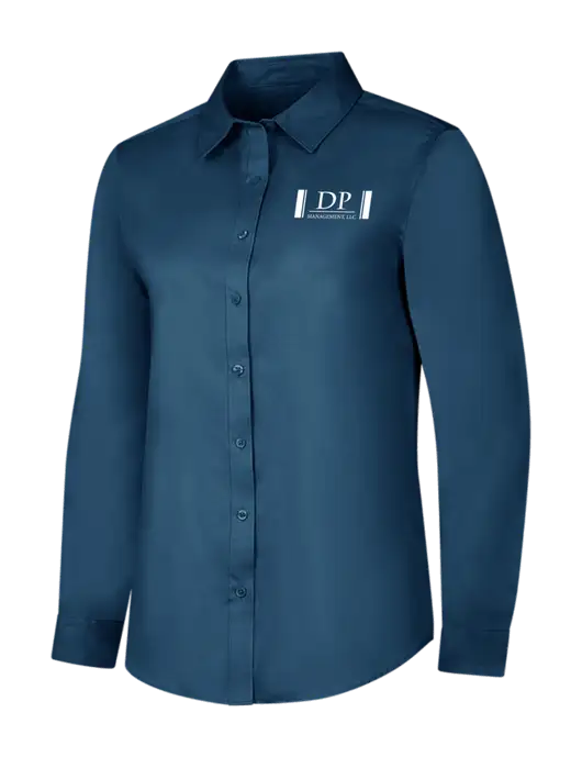 Light Navy Womens Long Sleeve Superpro React Twill Shirt w/DP Management Logo