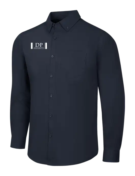 Navy Long Sleeve Carefree Poplin Shirt w/DP Management Logo
