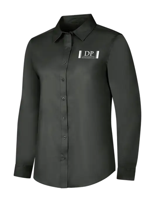 Dark Grey Womens Long Sleeve Superpro React Twill Shirt w/DP Management Logo
