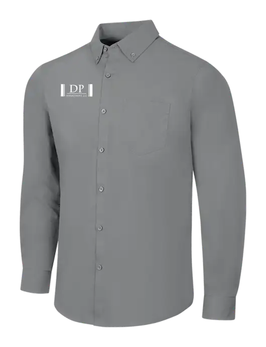 Medium Grey Long Sleeve Carefree Poplin Shirt w/DP Management Logo