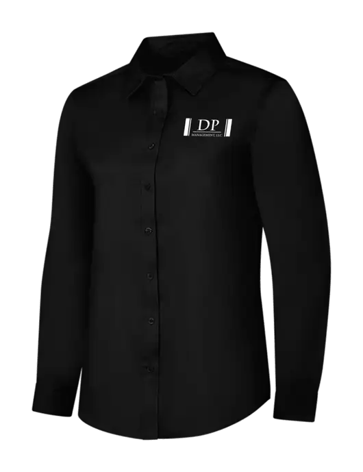 Womens Black Long Sleeve Superpro React Twill Shirt w/DP Management Logo