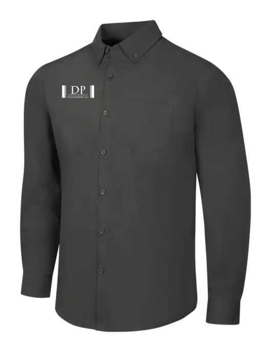 Dark Grey Long Sleeve Carefree Poplin Shirt w/DP Management Logo