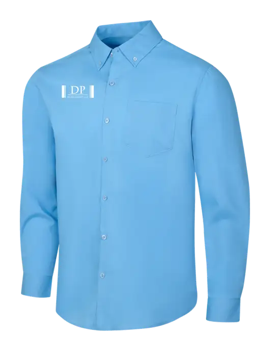 Carolina Blue Long Sleeve Carefree Poplin Shirt w/DP Management Logo
