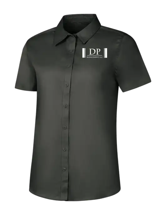 Womens Dark Grey Short Sleeve Superpro React Twill Shirt w/DP Management Logo