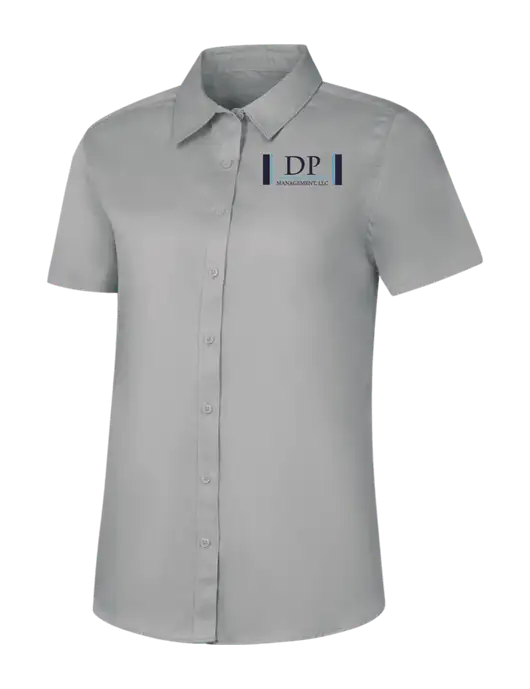 Womens Light Grey Short Sleeve Superpro React Twill Shirt w/DP Management Logo