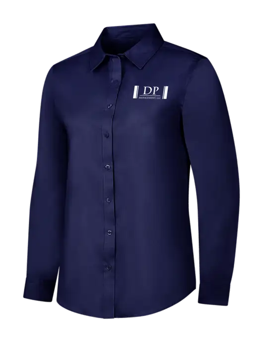 Navy Womens Long Sleeve Superpro React Twill Shirt w/DP Management Logo
