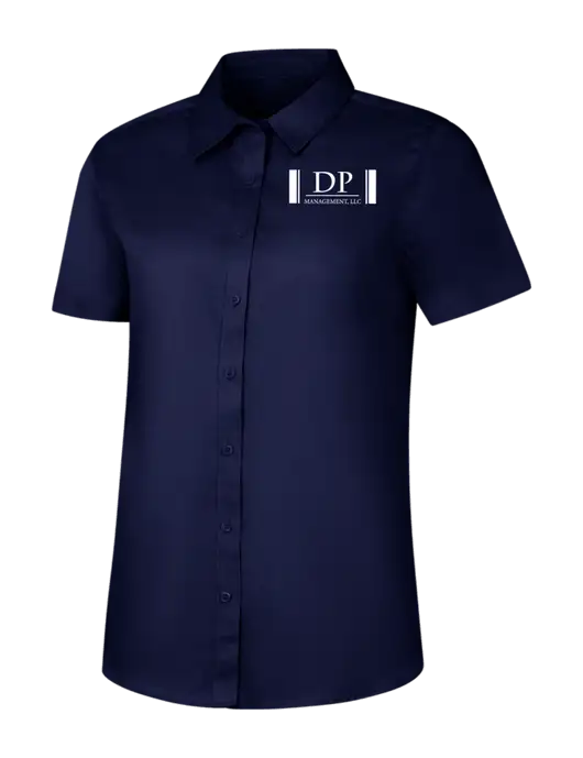 Womens Navy Short Sleeve Superpro React Twill Shirt w/DP Management Logo
