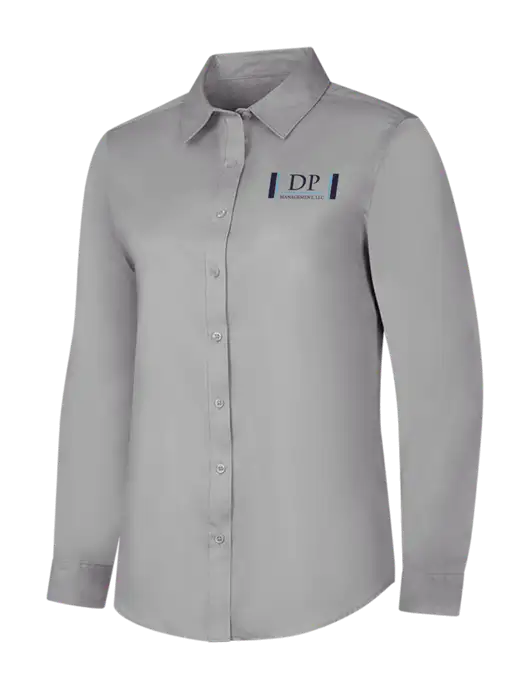 Light Grey Womens Long Sleeve Superpro React Twill Shirt w/DP Management Logo