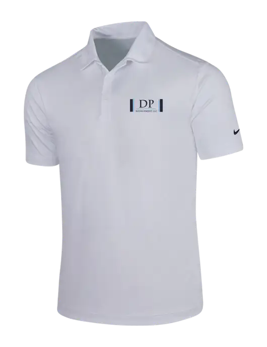 NIKE White Dri-Fit Vertical Mesh Polo w/DP Management Logo