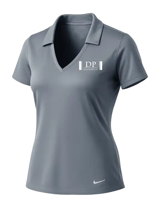 NIKE Medium Grey Womens Dri-Fit Vertical Mesh Polo w/DP Management Logo