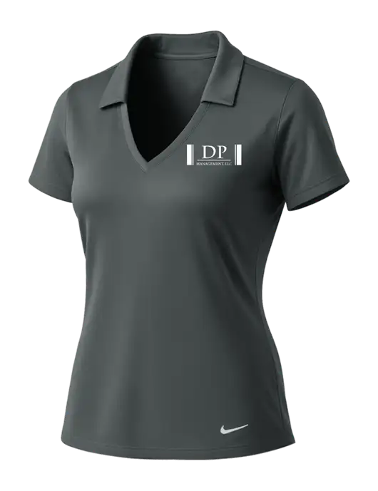 NIKE Dark Grey Womens Dri-Fit Vertical Mesh Polo w/DP Management Logo