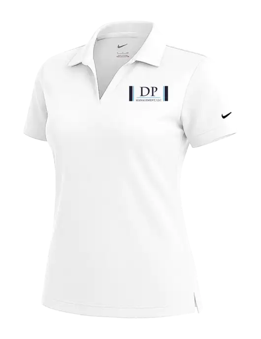 NIKE White Womens Dri-Fit Micro Pique Polo w/DP Management Logo