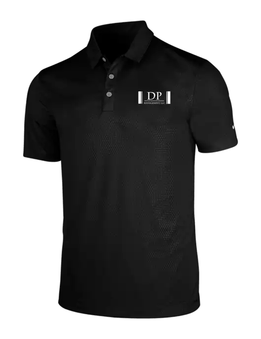 NIKE Black Dri-Fit Embossed Tri-Blade Polo w/DP Management Logo