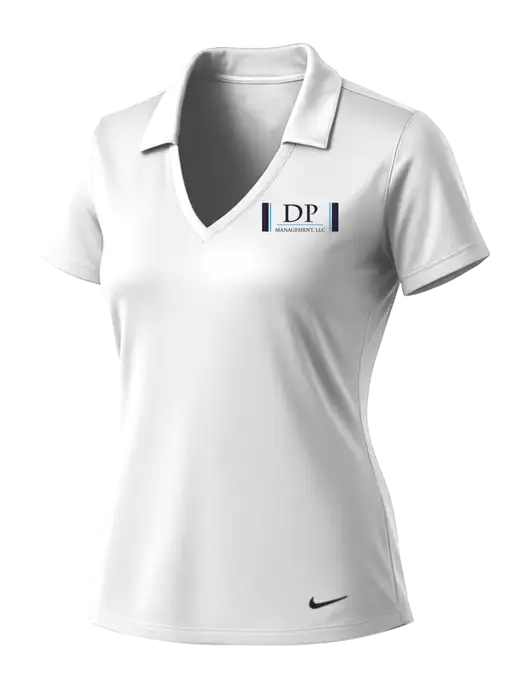 NIKE White Womens Dri-Fit Vertical Mesh Polo w/DP Management Logo