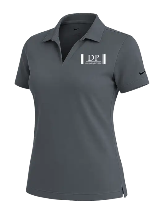 NIKE Dark Grey Womens Dri-Fit Micro Pique Polo w/DP Management Logo