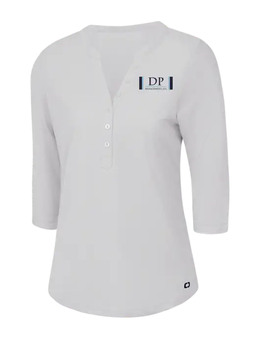 OGIO Bright White Jewel Henley w/DP Management Logo