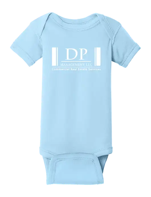 Rabbit Skins Light Blue Infant Short Sleeve Baby Rib Bodysuit w/DP Management Logo