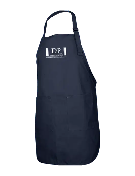 Full-Length Navy Apron With Pockets w/DP Management Logo