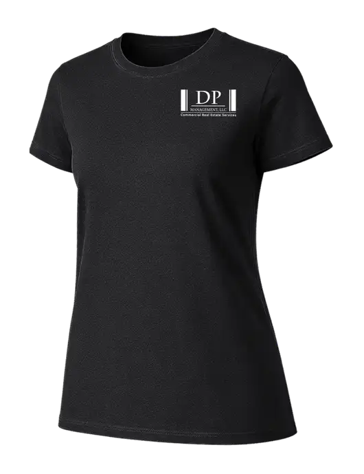 Womens Ring Spun Jet Black 4.5 oz T-Shirt w/DP Management Logo