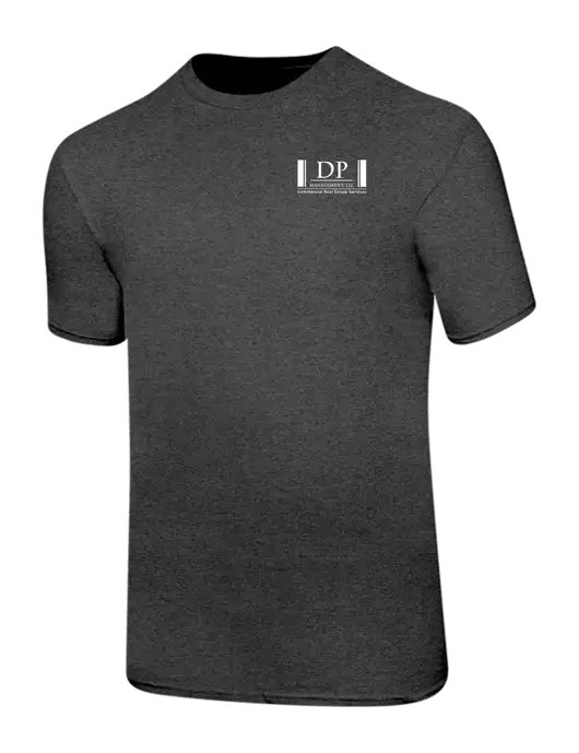 Ring Spun Dark Heather Grey 4.5 oz T-Shirt w/DP Management Logo
