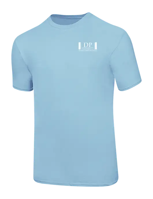 Ring Spun Light Blue 4.5 oz T-Shirt w/DP Management Logo