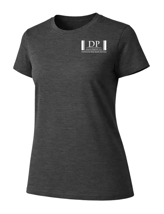 Womens Ring Spun Dark Heather Grey 4.5 oz T-Shirt w/DP Management Logo