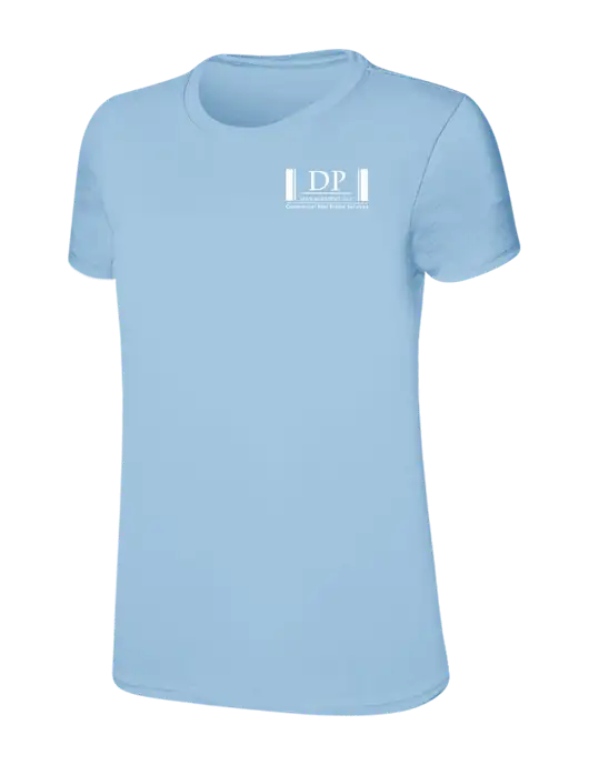 Womens Ring Spun Light Blue 4.5 oz T-Shirt w/DP Management Logo