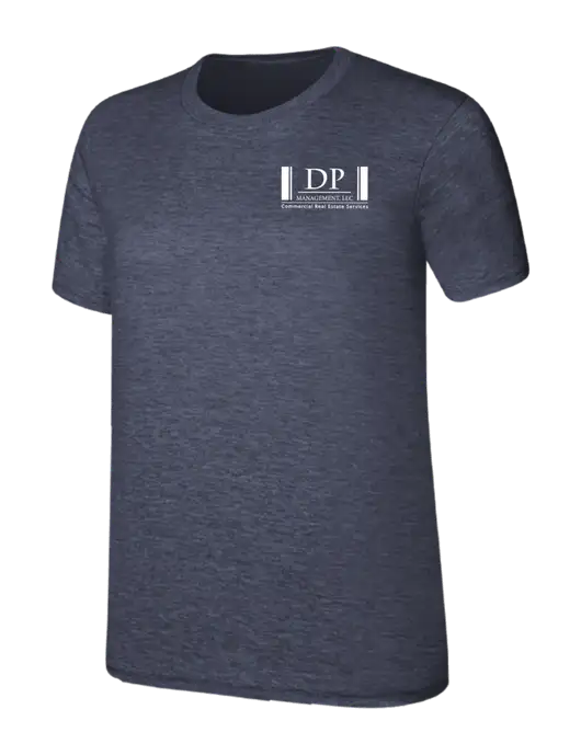 Womens Ring Spun Heather Navy 4.5 oz T-Shirt w/DP Management Logo