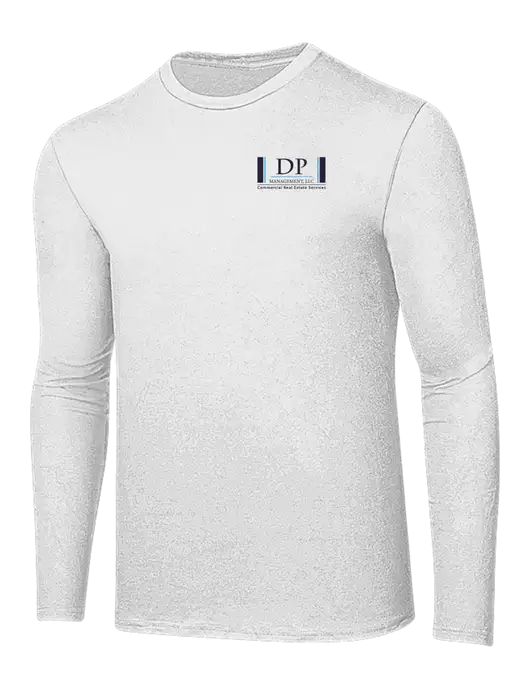 Ring Spun White 4.5 oz Long Sleeve T-Shirt w/DP Management Logo