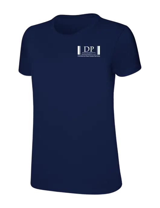 Womens Ring Spun Navy 4.5 oz T-Shirt w/DP Management Logo