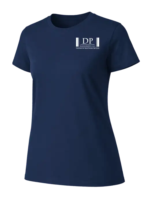 Womens Ring Spun Navy 4.5 oz T-Shirt w/DP Management Logo