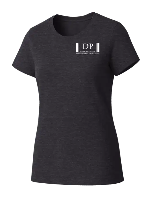 Womens Seriously Soft Heathered Charcoal T-Shirt w/DP Management Logo